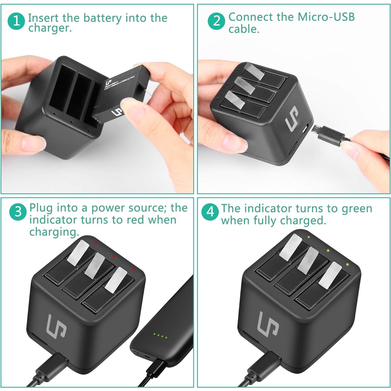 Paquete de Cargador y Baterías LP para Insta360 ONE X - 3 Piezas