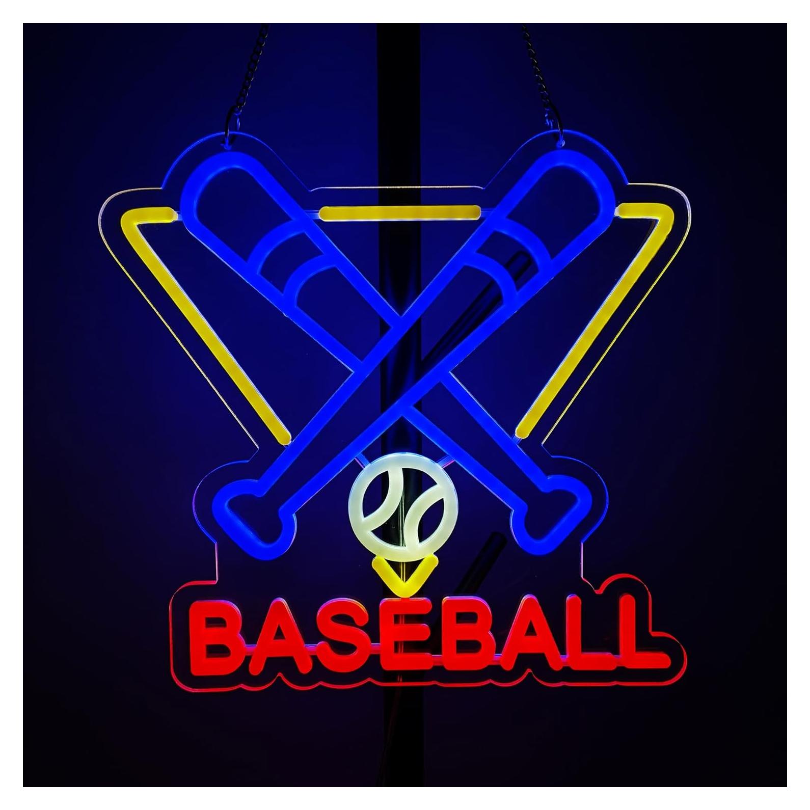 Cartel de neón de béisbol ASIUXIRS 35.56 cm con atenuador