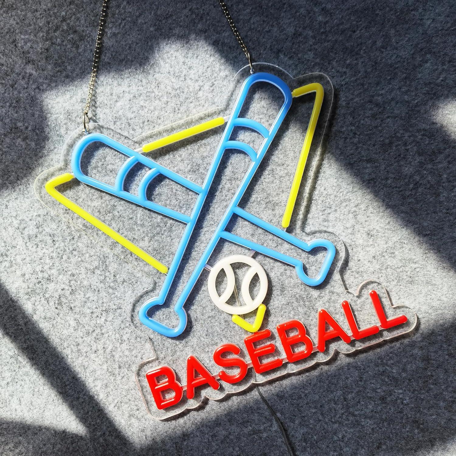 Cartel de neón de béisbol ASIUXIRS 35.56 cm con atenuador