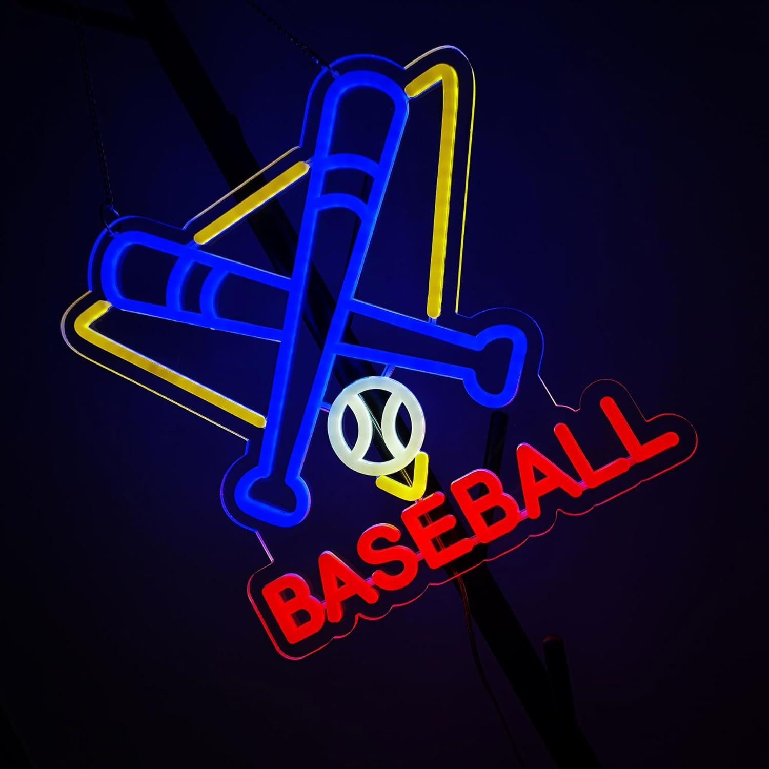 Cartel de neón de béisbol ASIUXIRS 35.56 cm con atenuador