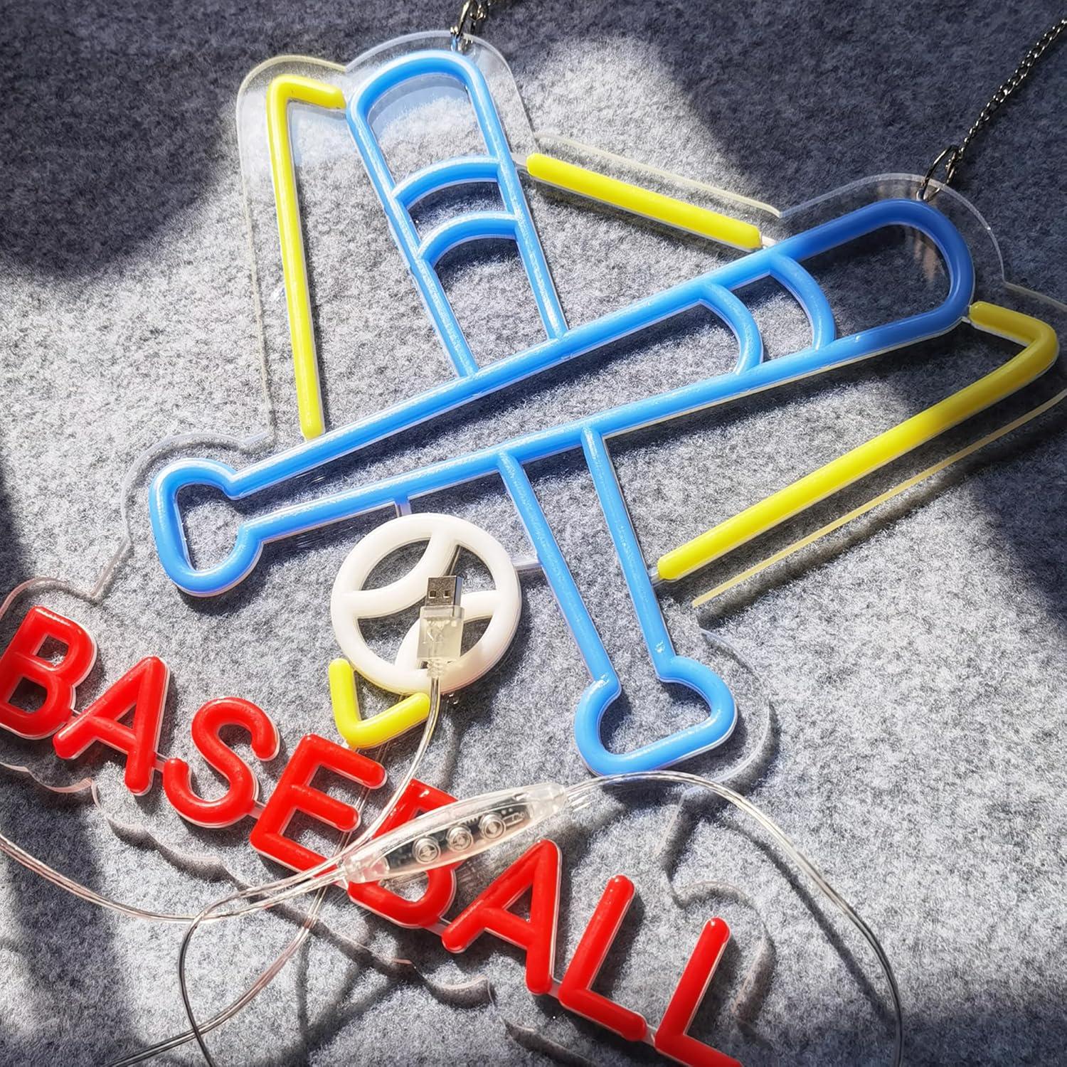 Cartel de neón de béisbol ASIUXIRS 35.56 cm con atenuador