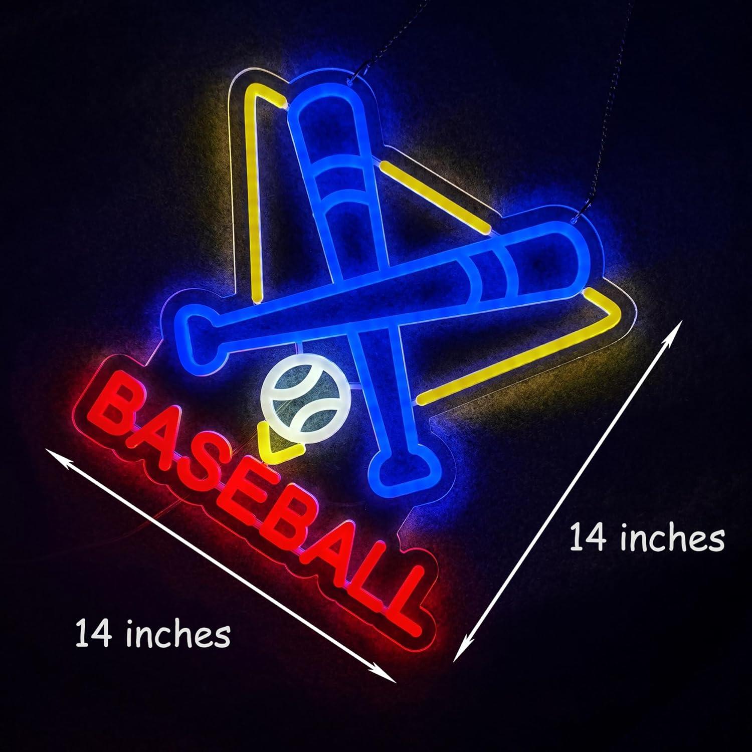 Cartel de neón de béisbol ASIUXIRS 35.56 cm con atenuador