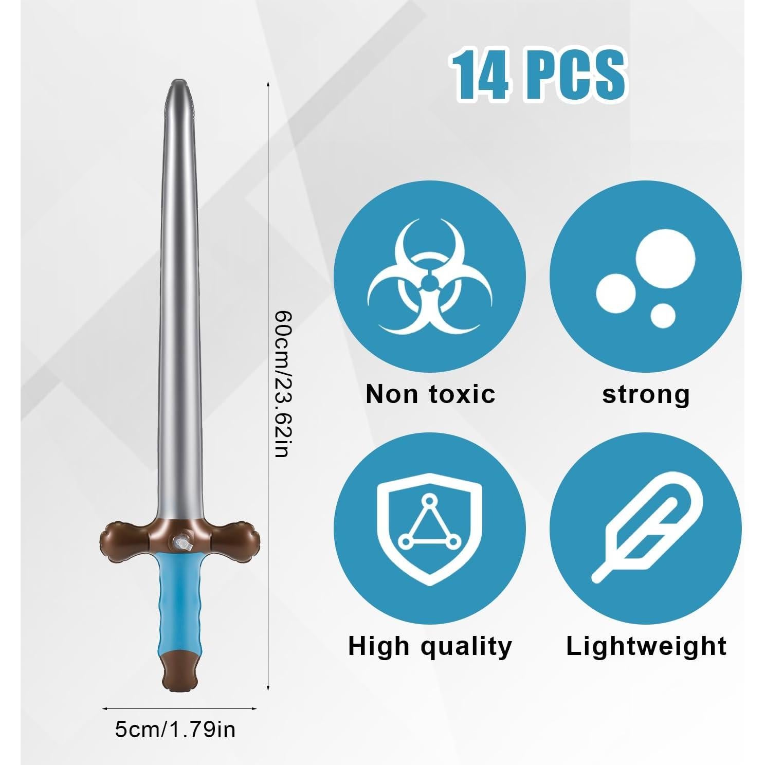 12 Espadas Inflables Pirata NQEUEPN 60x17 cm Reutilizables