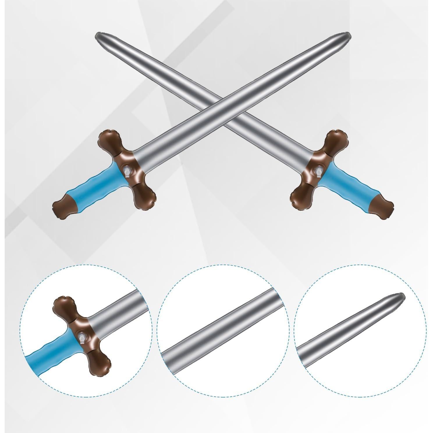 12 Espadas Inflables Pirata NQEUEPN 60x17 cm Reutilizables