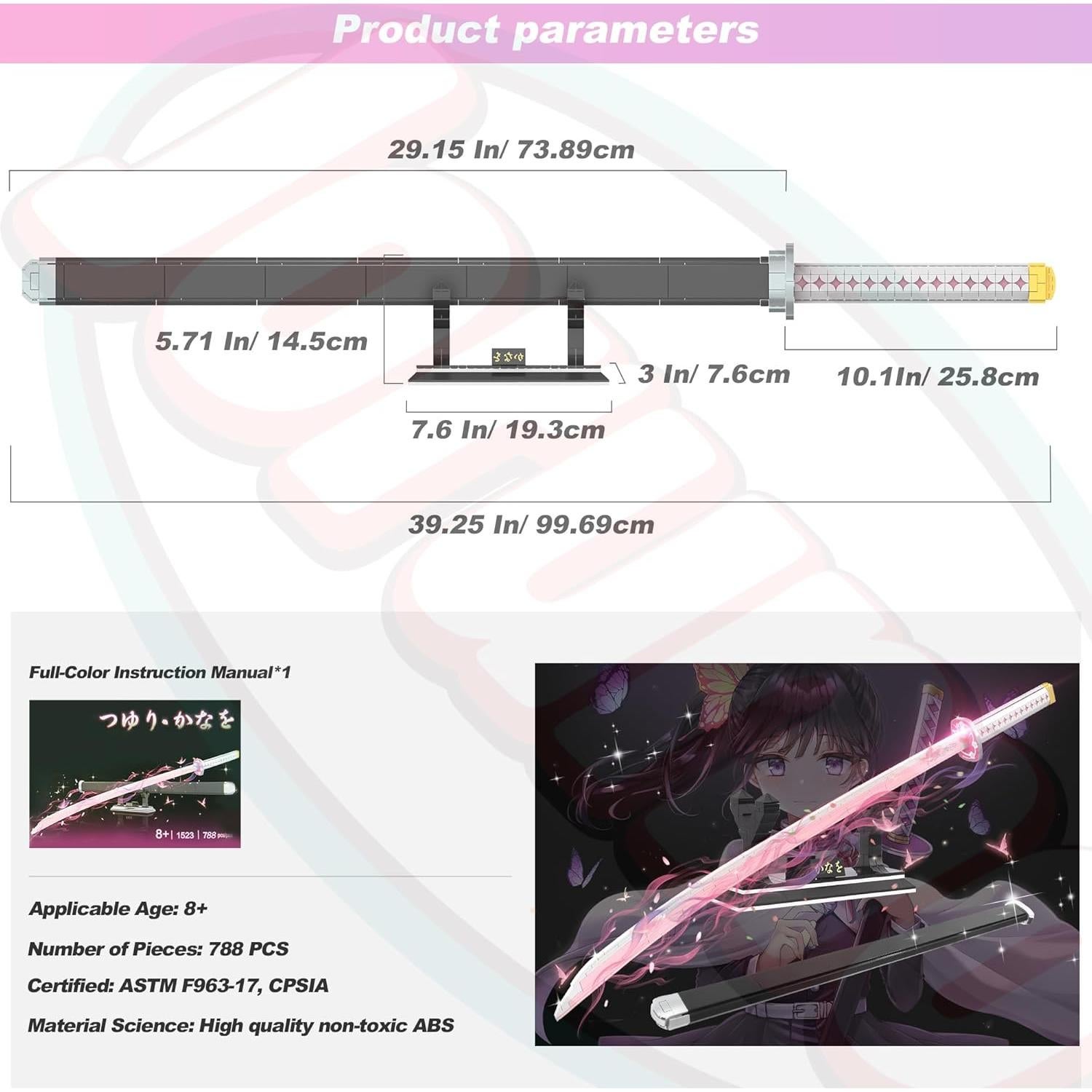 Conjunto Espada Kanao Demon Slayer Jorumo 99 cm 788 Piezas