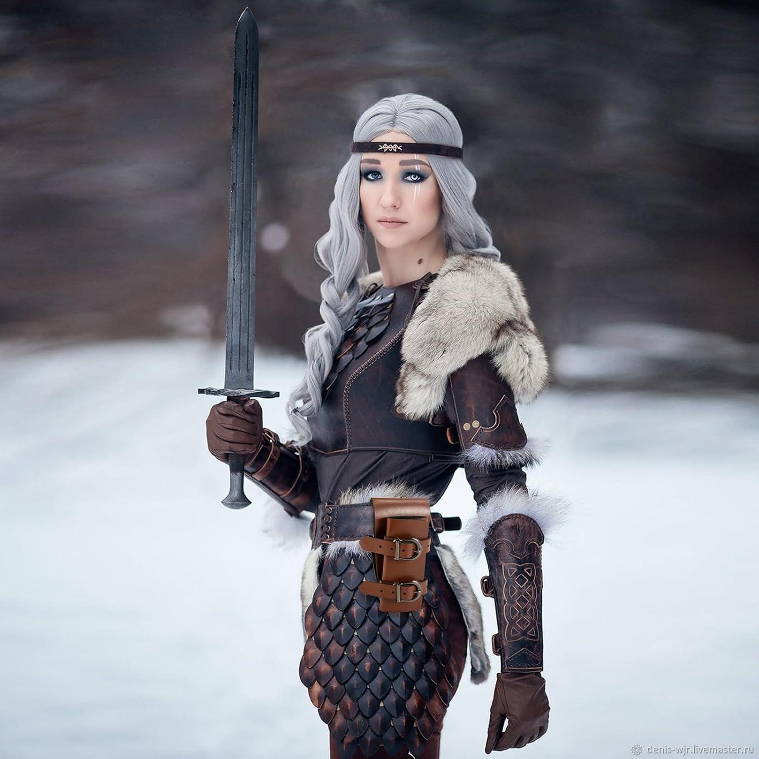 Funda de Daga Ajustable NUMJAW de Cuero Sintético Marrón