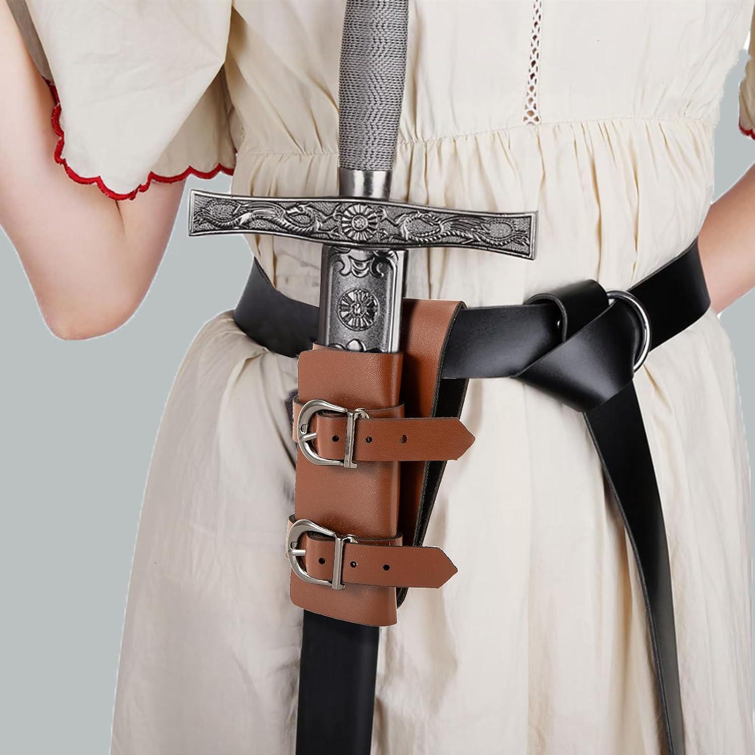 Funda de Daga Ajustable NUMJAW de Cuero Sintético Marrón