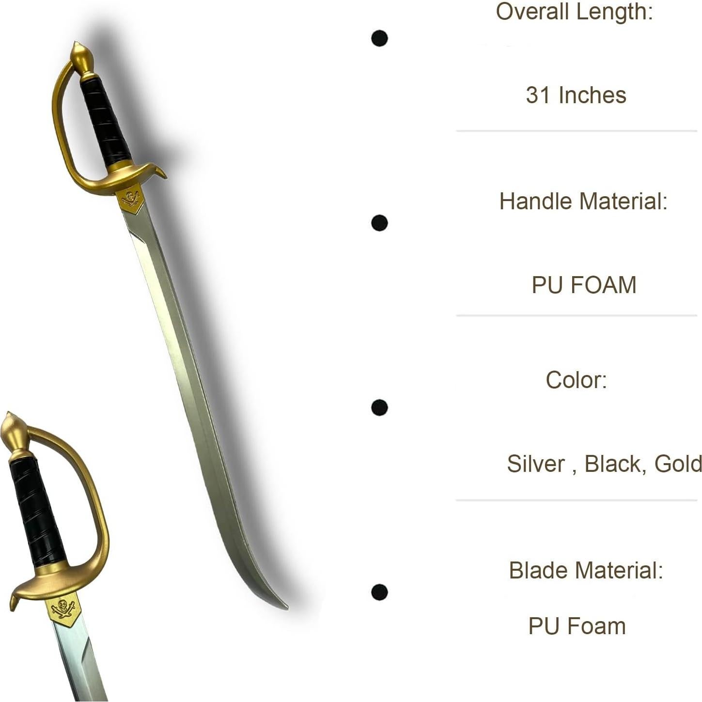 Juego de Espadas Pirata Cutlass de Espuma 76 cm - 2 Unidades