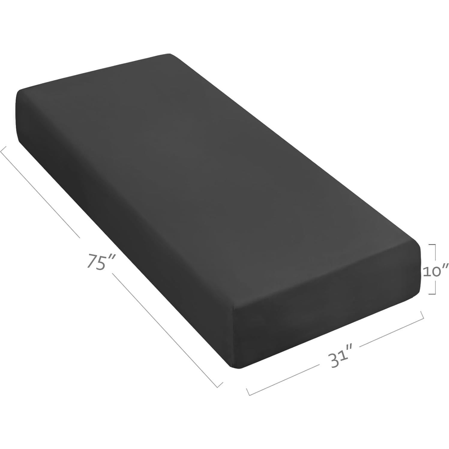 Sábana Ajustable Moonsea 79x191 cm Microfibra Gris y Negro