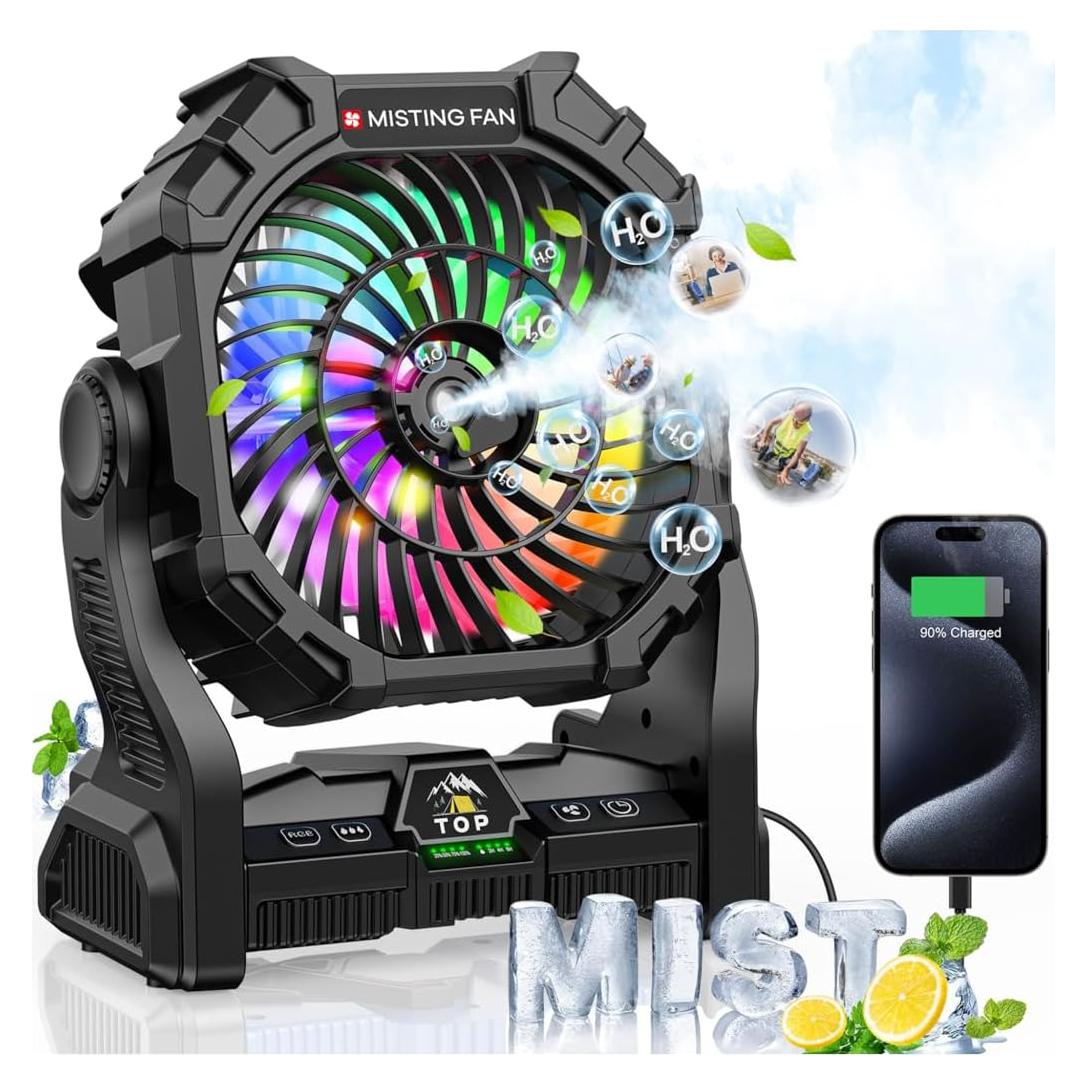 Ventilador de Nebulización Portátil DOWILLDO 20000mAh Negro