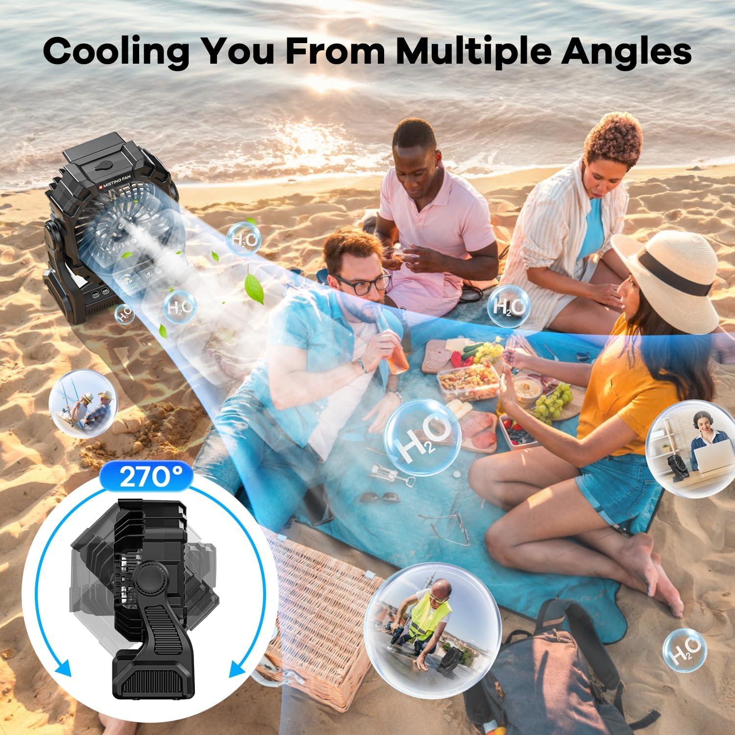 Ventilador de Nebulización Portátil DOWILLDO 20000mAh Negro