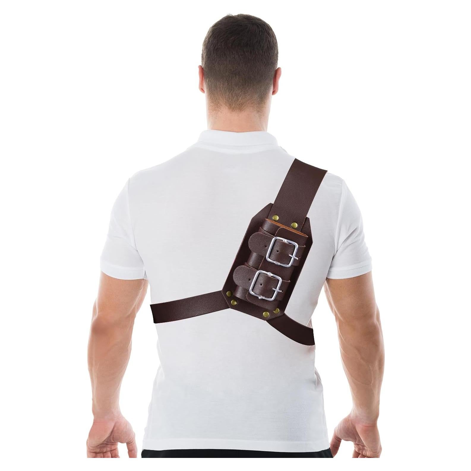 Funda de espada medieval de cuero PU con daga ajustable