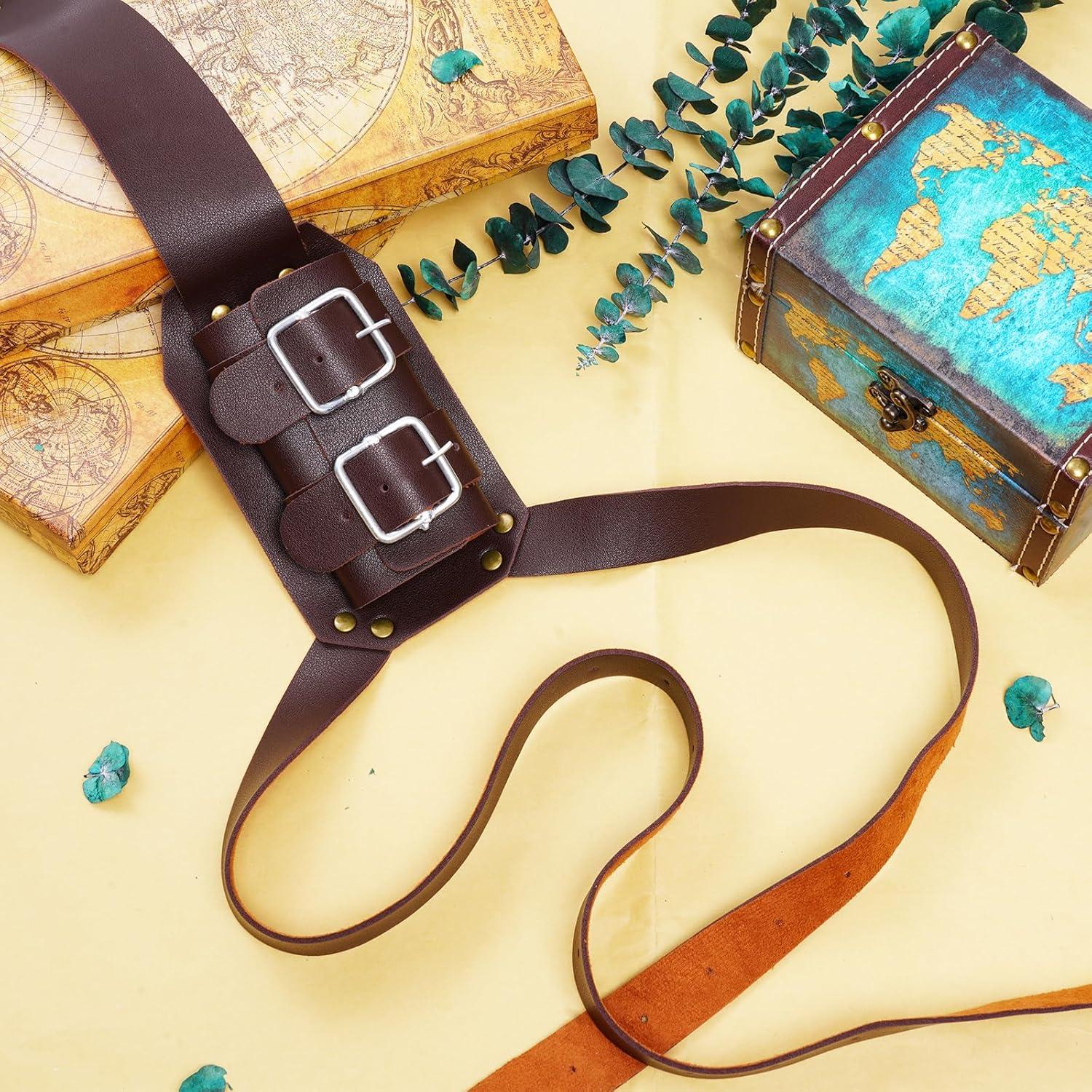 Funda de espada medieval de cuero PU con daga ajustable