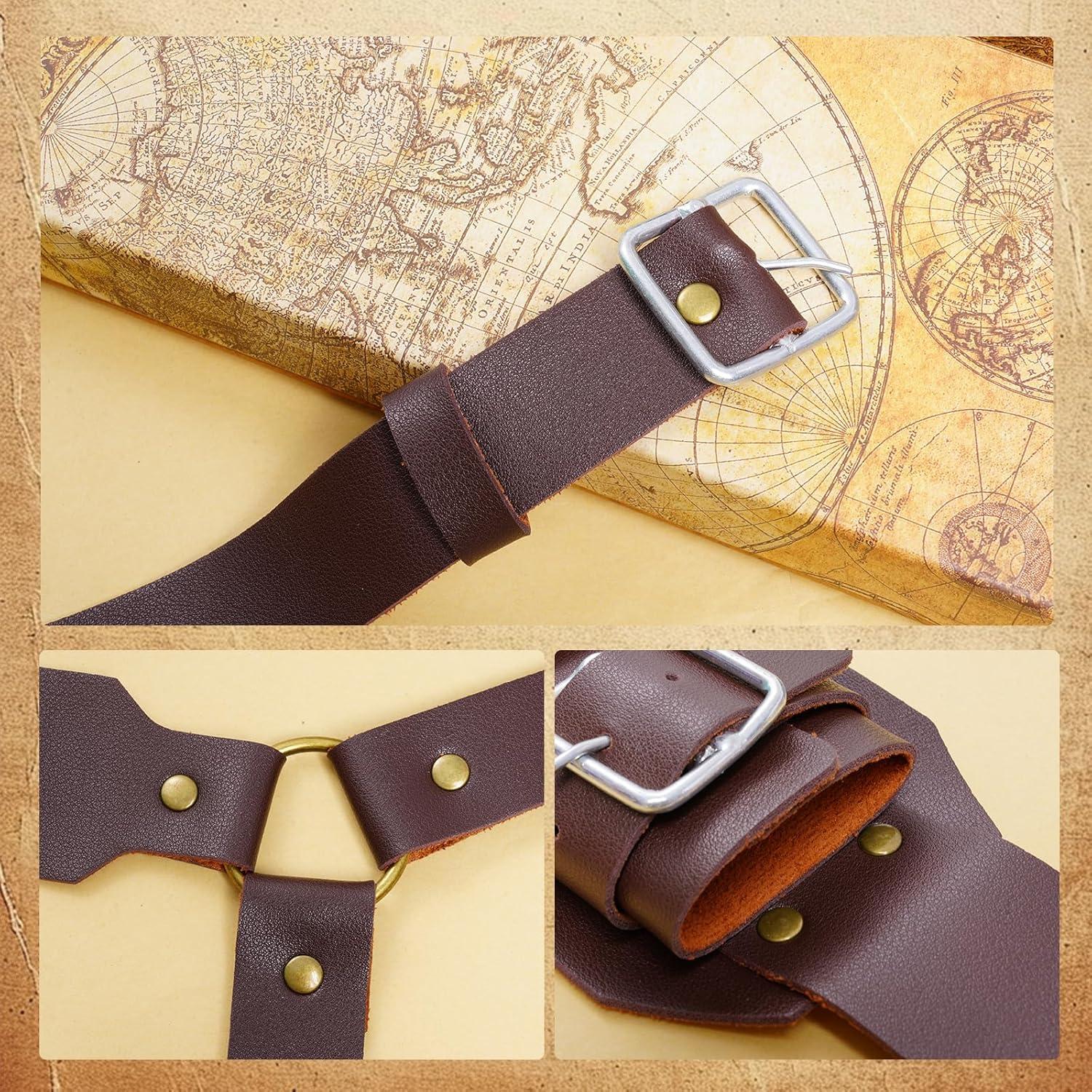 Funda de espada medieval de cuero PU con daga ajustable