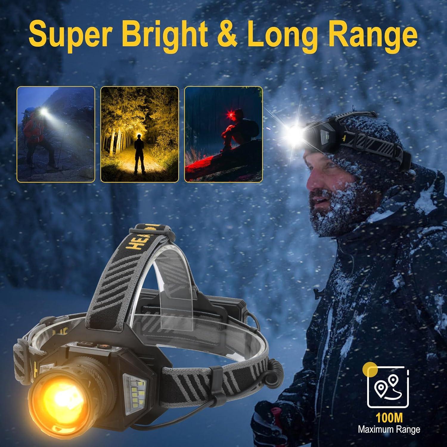 Linterna Frontal BORUIT T503B Recargable LED 8 Modos IPX4