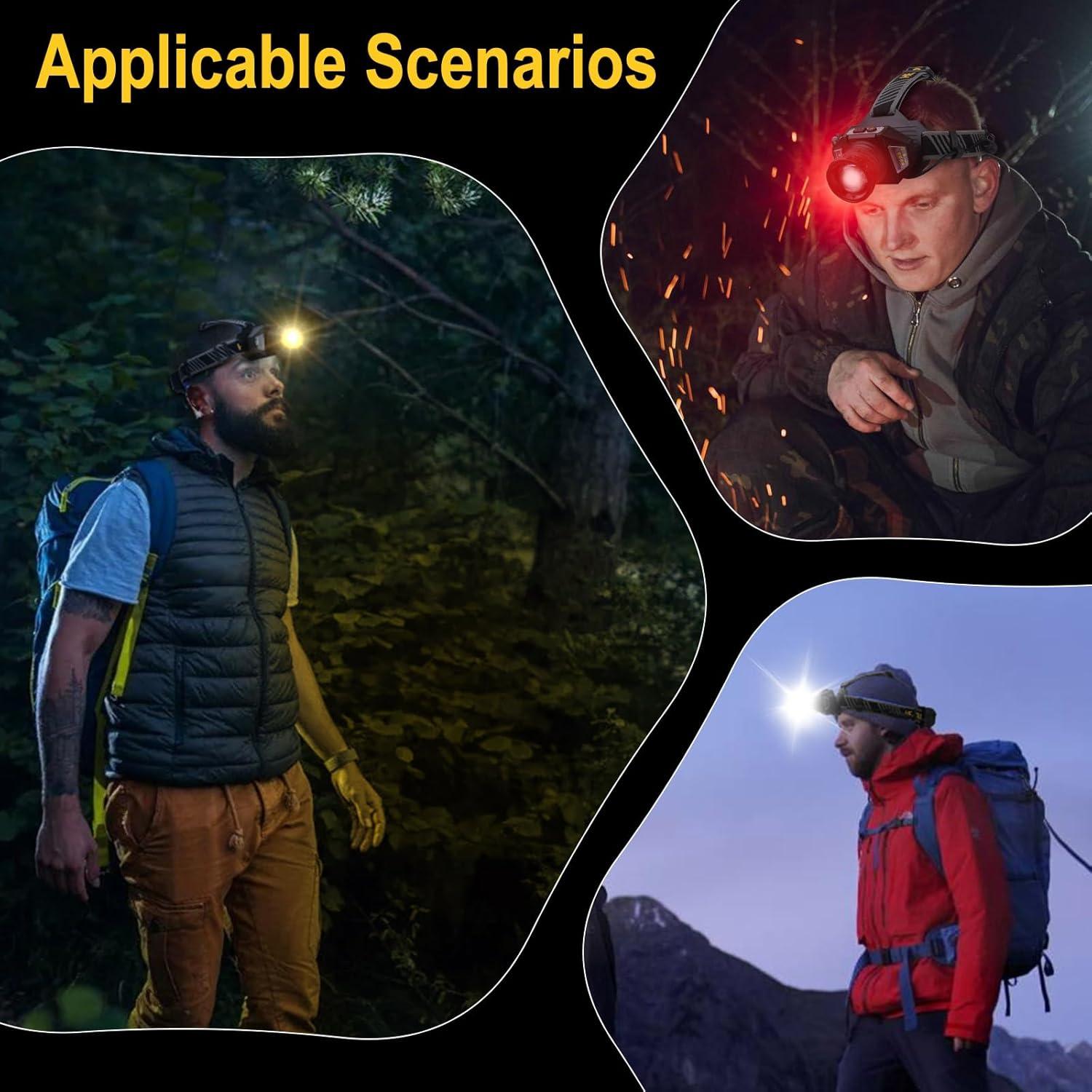 Linterna Frontal BORUIT T503B Recargable LED 8 Modos IPX4