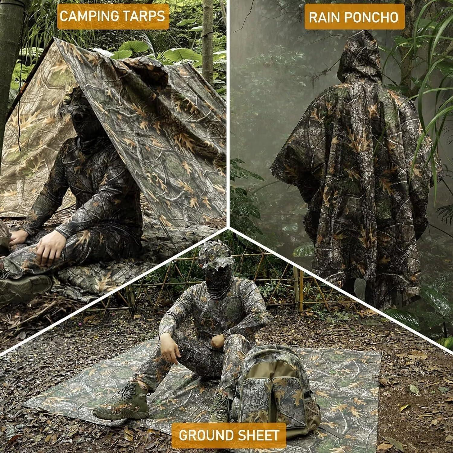 Poncho de Lluvia LOOGU Impermeable Unisex Camo Ligero 340g