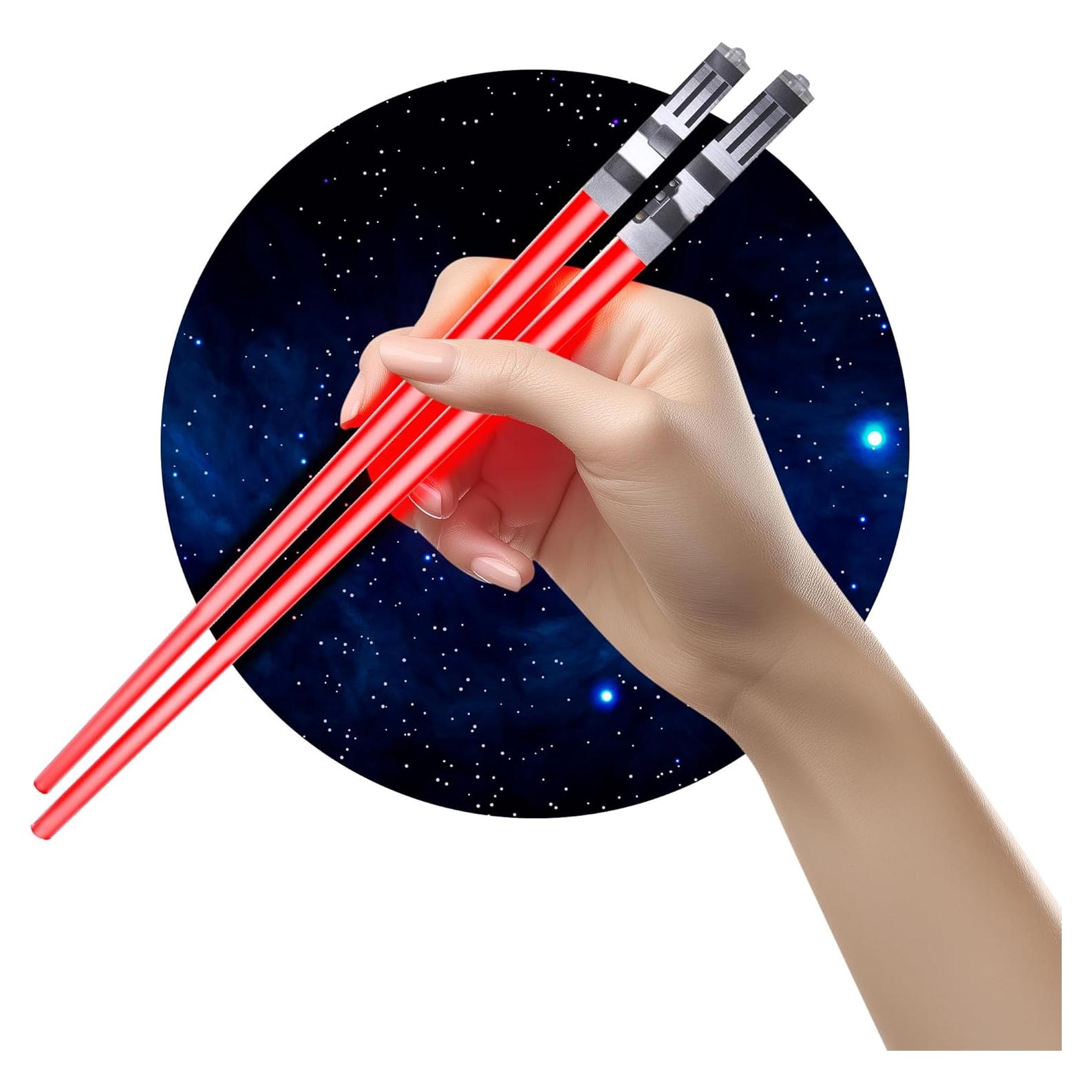 Lightsaber Chopsticks Light Up, Star Wars Chopsticks Light Up, Mini Light Saber Chopstick for Adults Cool Chopstick, Light Saber Chop Sticks Led chop stick Jedi Chop sticks 1 Pair Darth Red