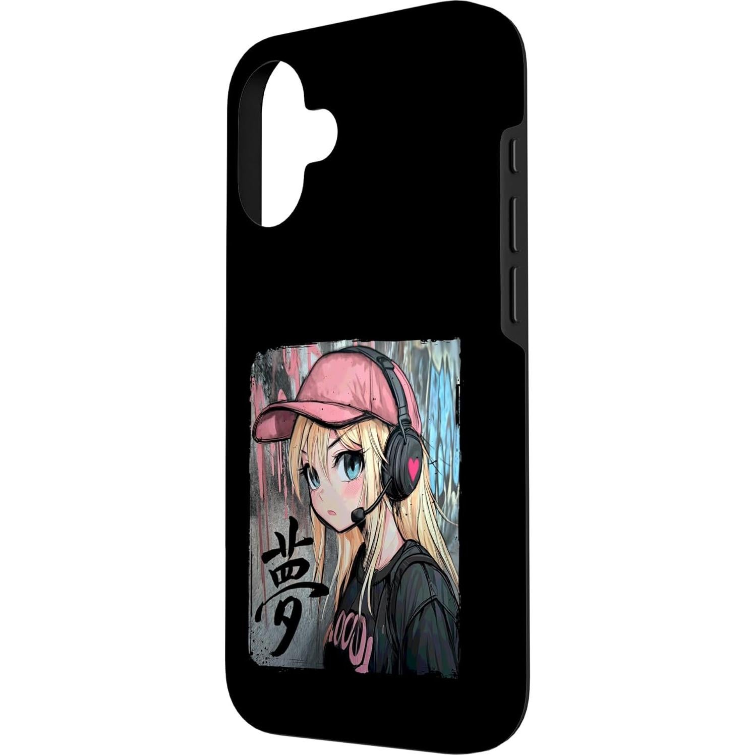 Funda para iPhone 16 Chica Anime Linda con Auriculares