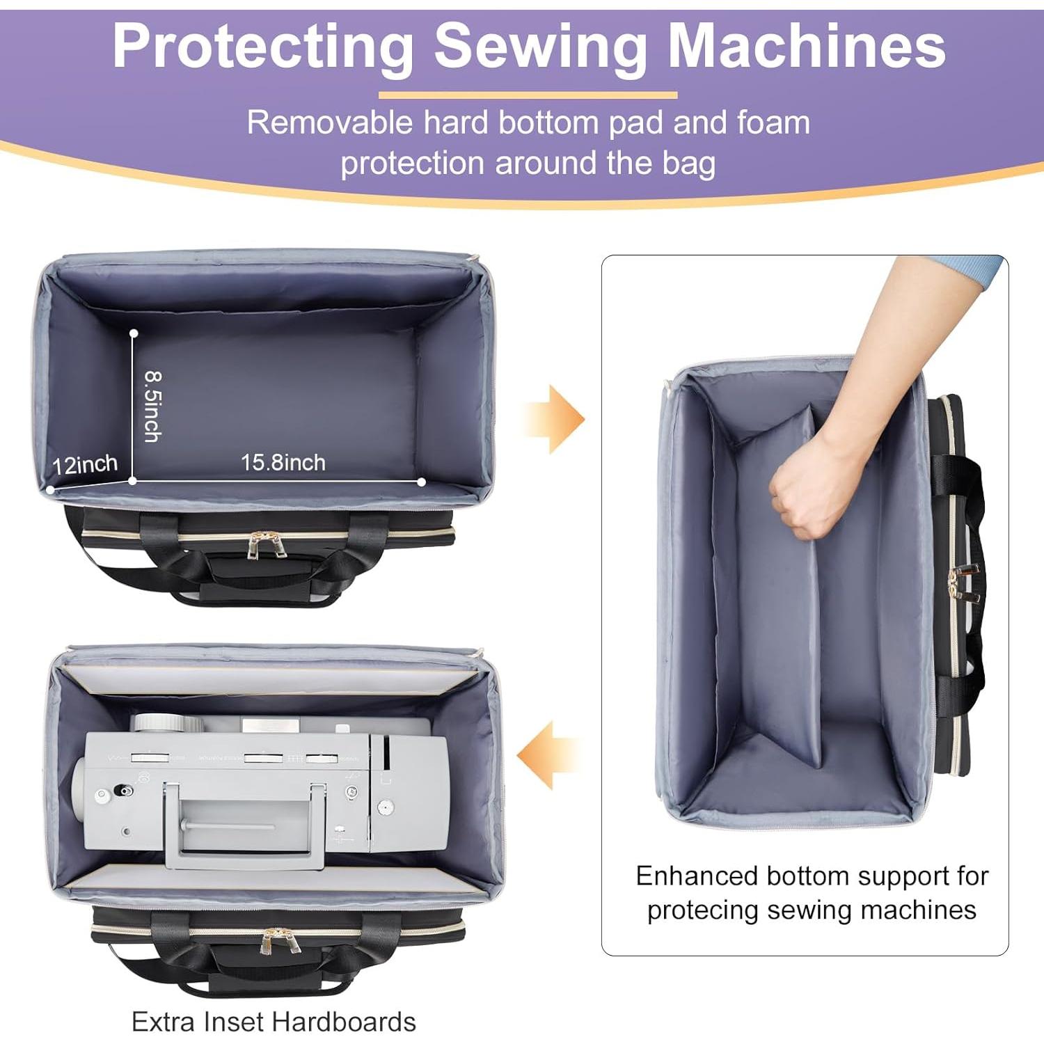 Funda para Máquina de Coser Negra con Base Desmontable y Almacenamiento