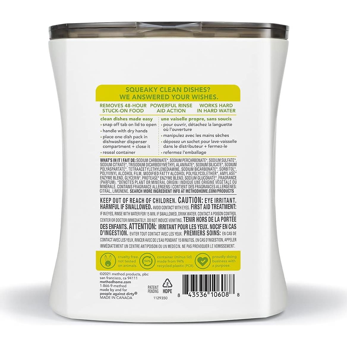 Detergente para Lavavajillas Method Menta de Limón 30 Paquetes