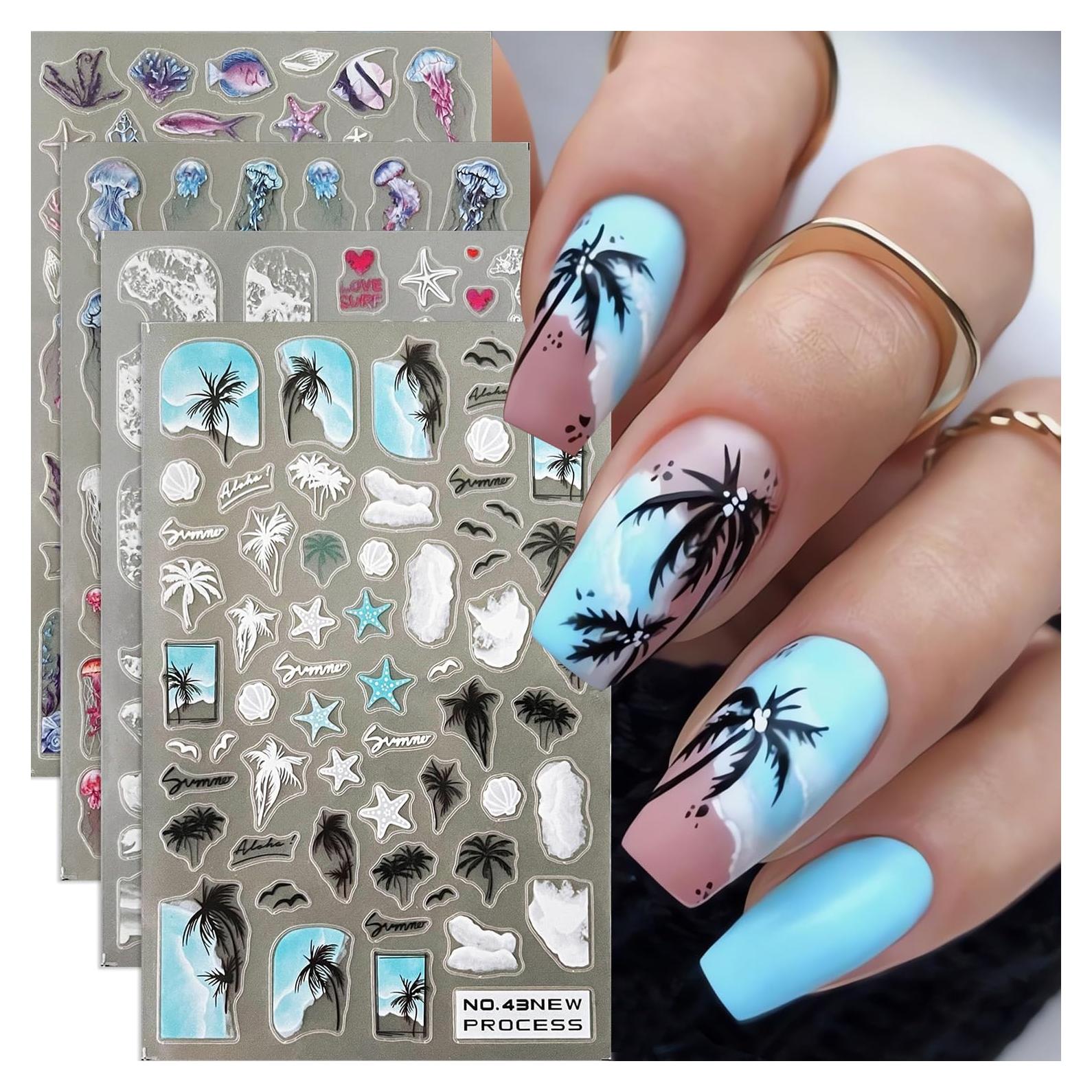 Calcomanías de Uñas 3D TANYOOTO Tema Oceánico 4 Hojas