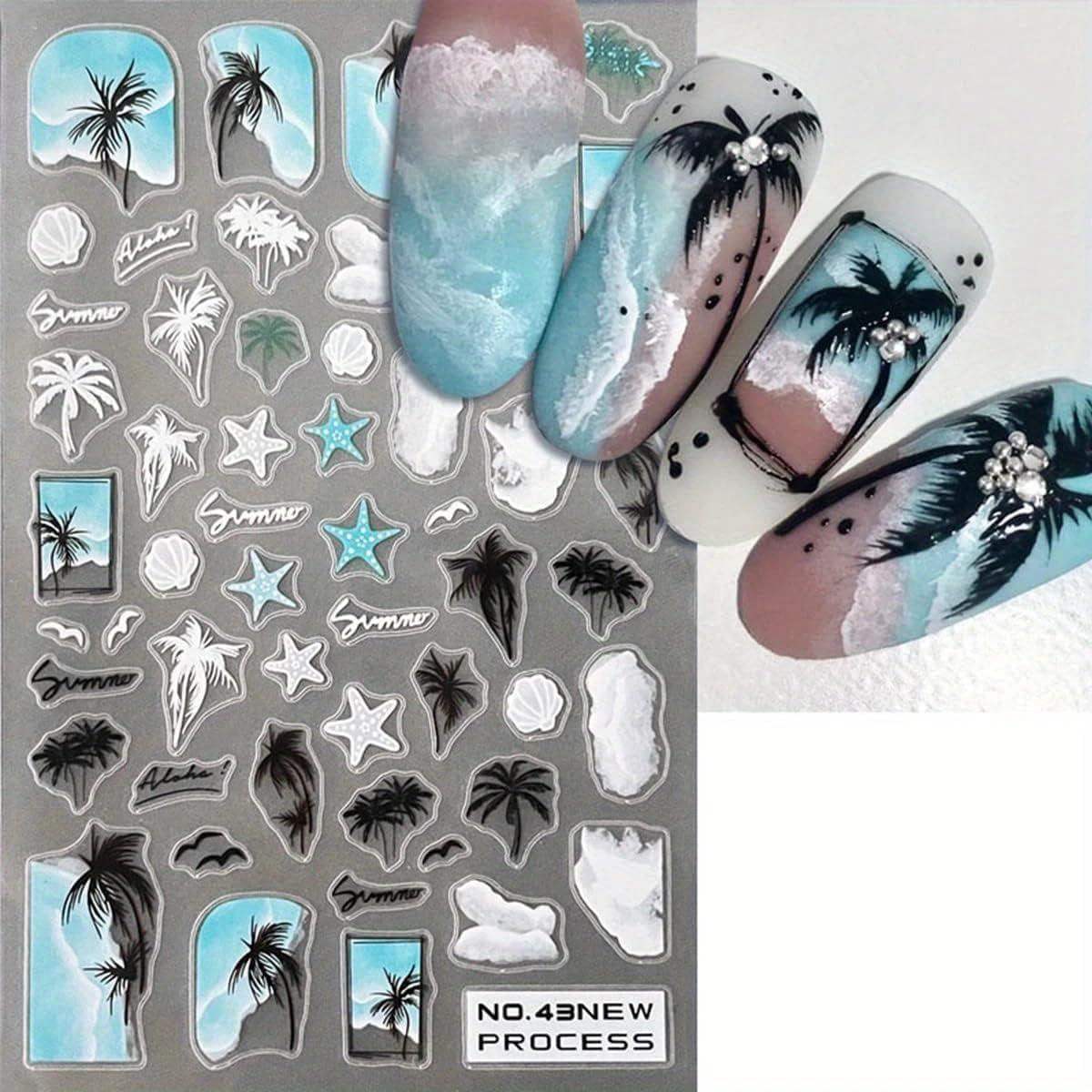 Calcomanías de Uñas 3D TANYOOTO Tema Oceánico 4 Hojas