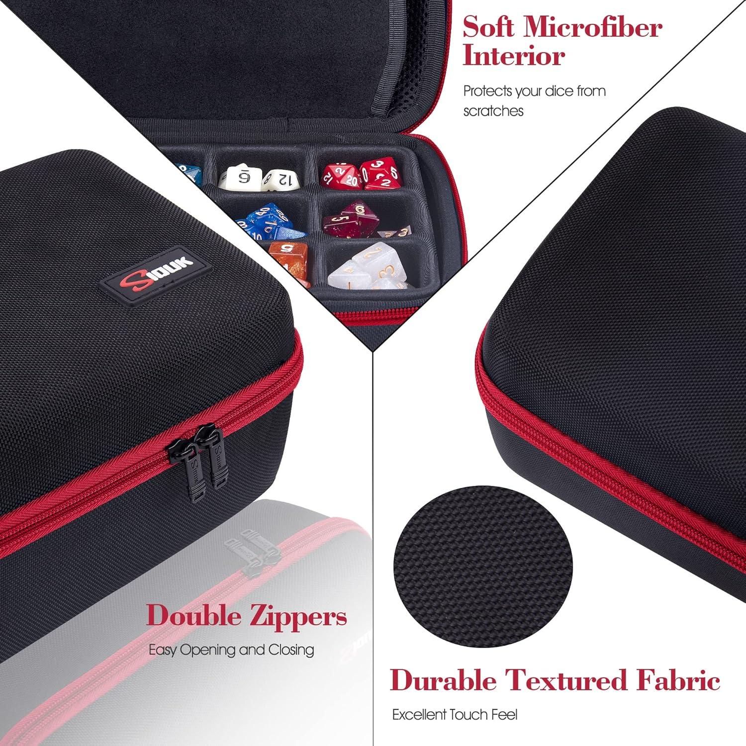 Estuche para Dados SIQUK Rojo con Bandejas Doble Removible