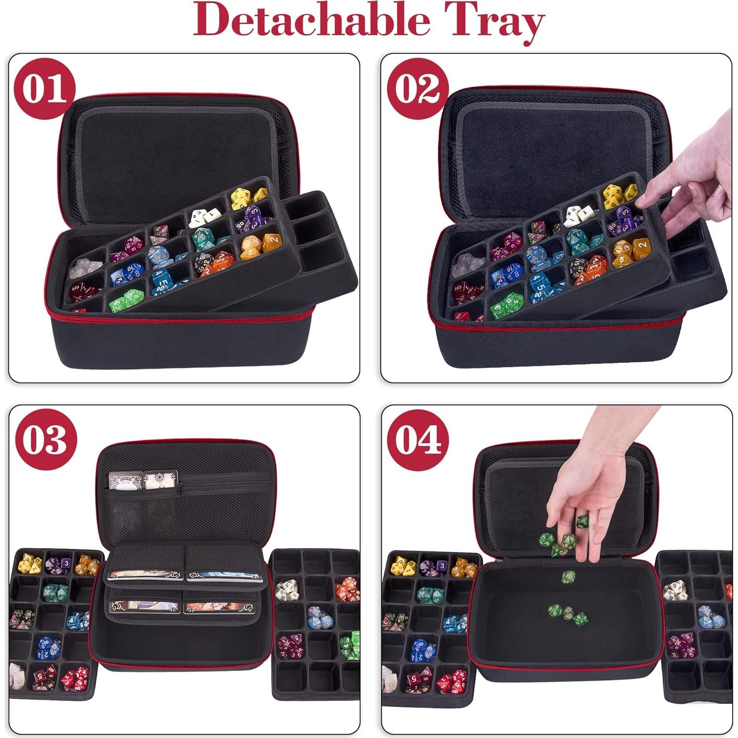 Estuche para Dados SIQUK Rojo con Bandejas Doble Removible