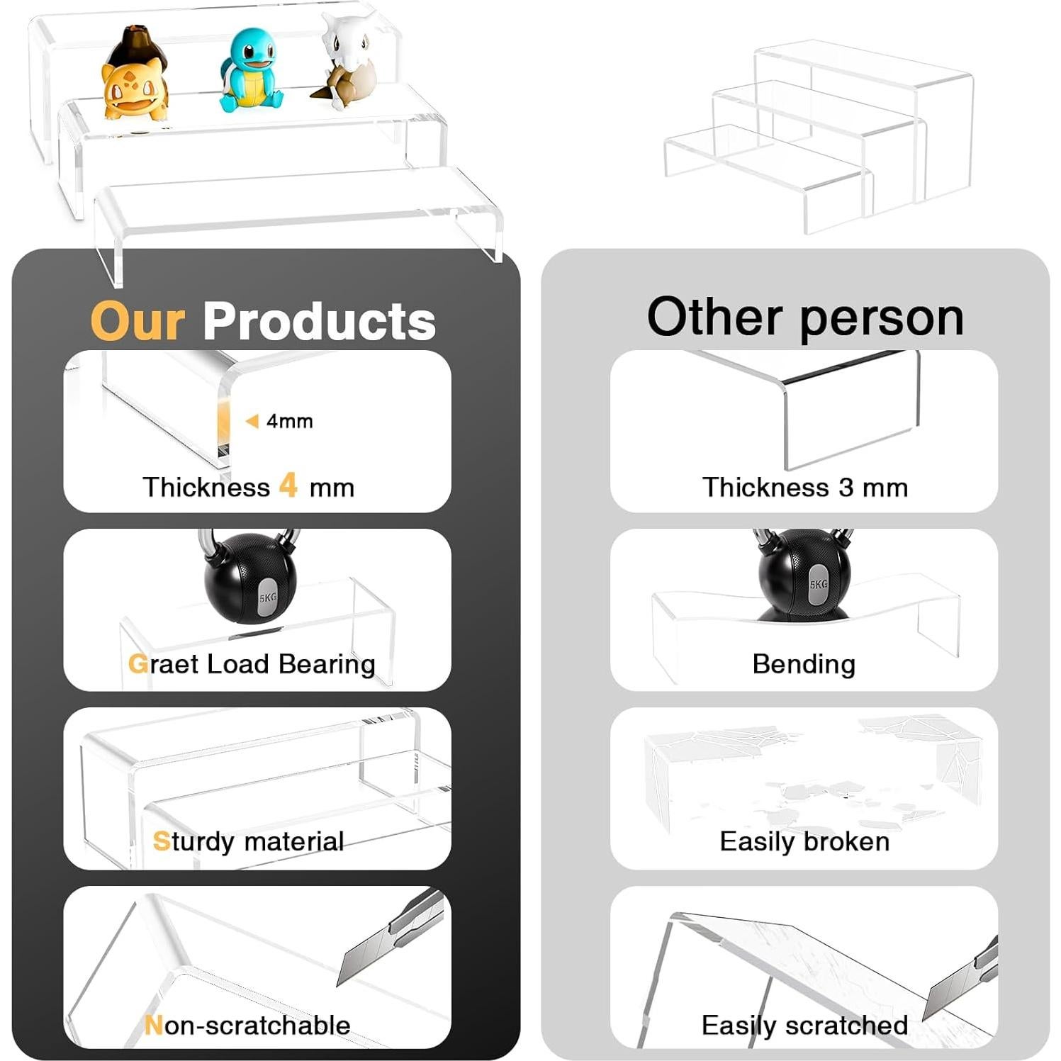 Soportes de Exhibición Acrílicos Acina 3Pcs 22.86x10.16cm