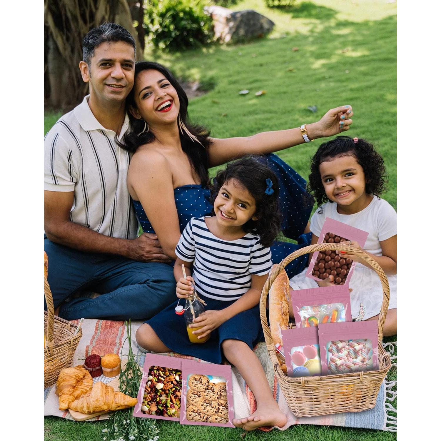 100 Bolsas Mylar Rosa Reutilizables a Prueba de Olores 6x10 cm