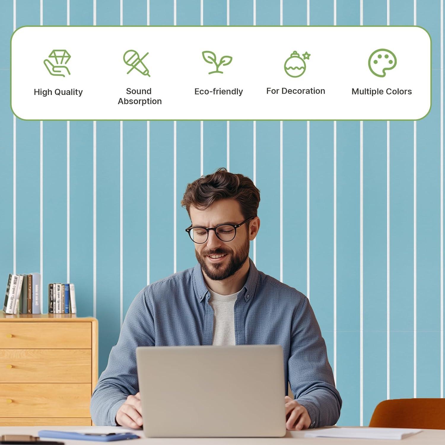 Paquete Acústico 4 Paneles Adhesivos Keemute 120x60 cm Azul