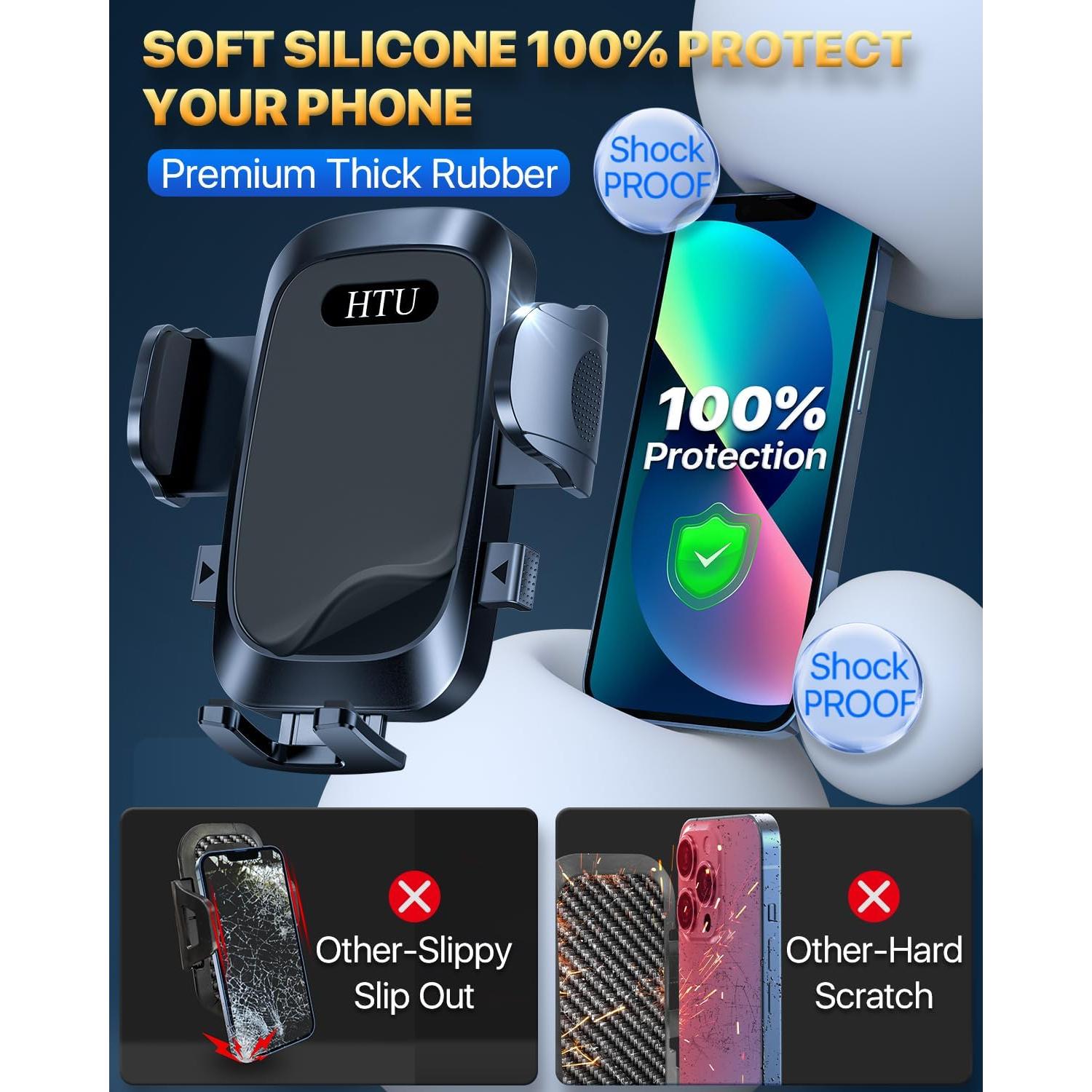 Soporte para Teléfono de Coche HTU 4 en 1 Negro - Ventosa Fuerte