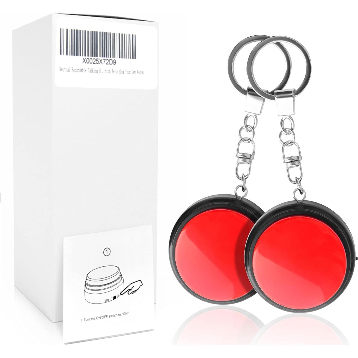 Botón Hablante Grabable 20s Henan - Paquete de 2 Rojo y Negro