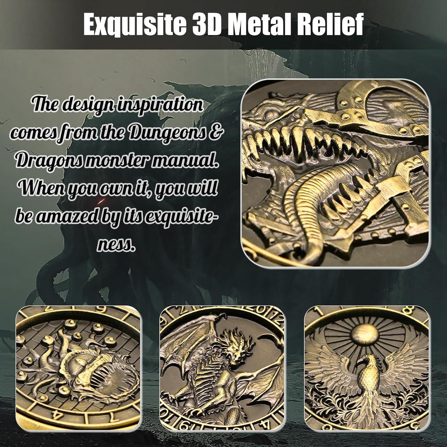 Dados Giratorios Wunhunew 7 en 1 Metal 3D D&D Negro