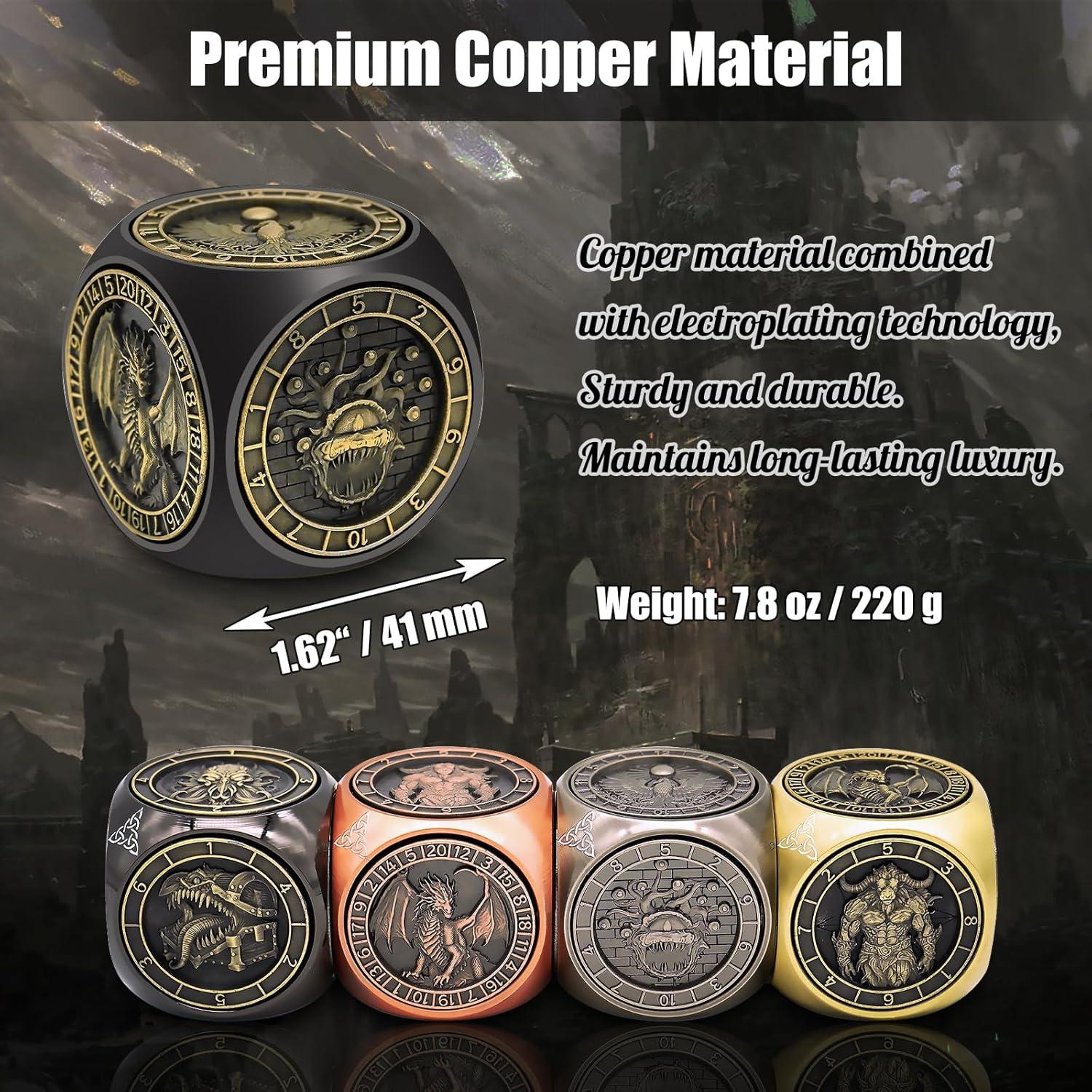 Dados Giratorios Wunhunew 7 en 1 Metal 3D D&D Negro