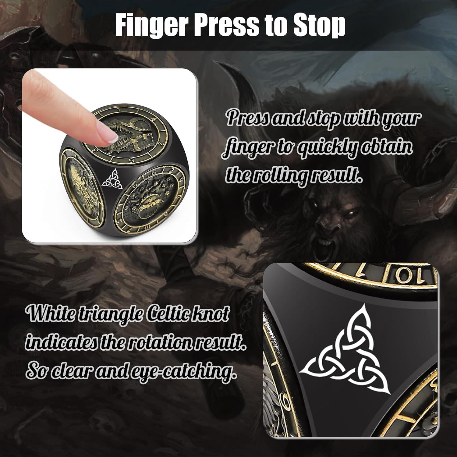 Dados Giratorios Wunhunew 7 en 1 Metal 3D D&D Negro