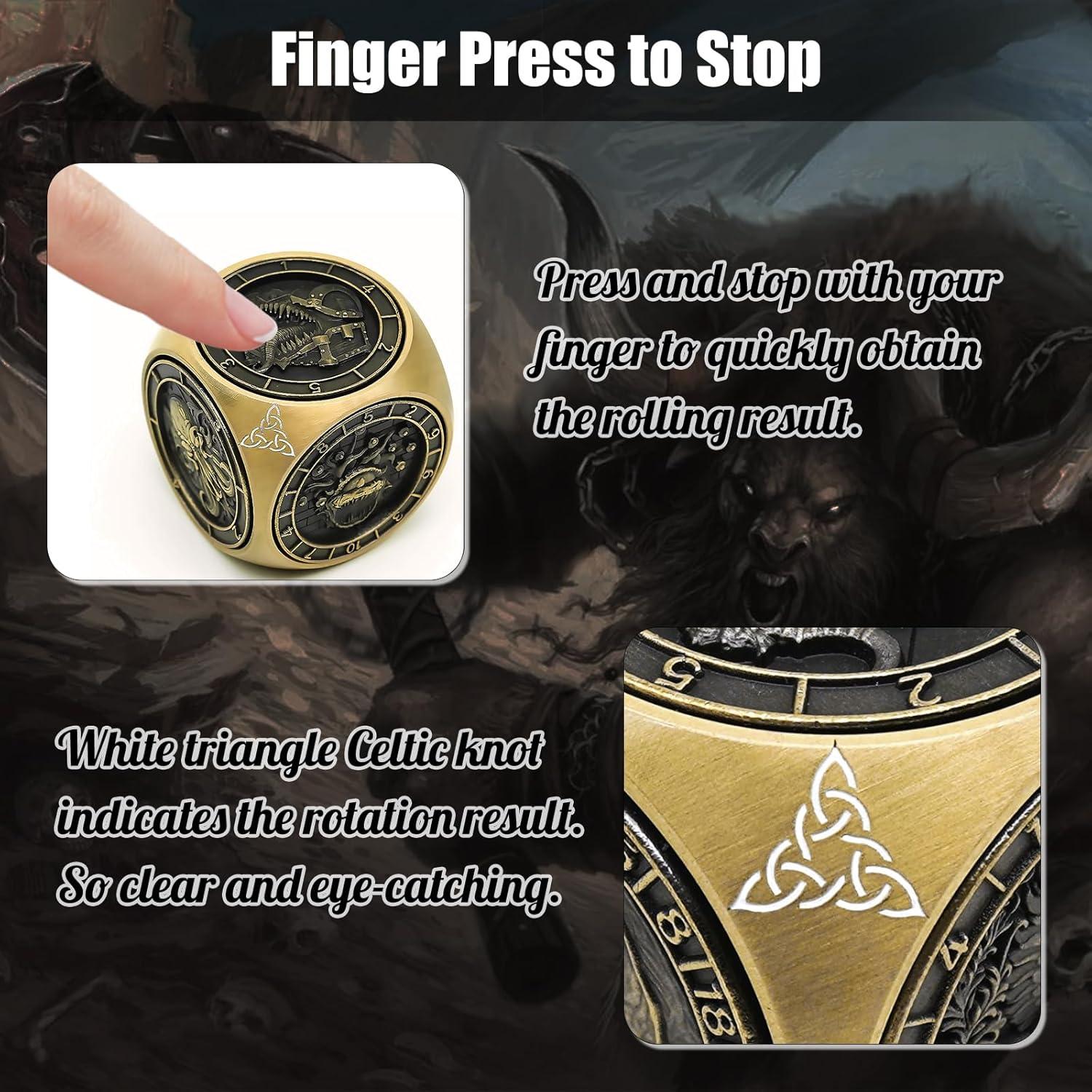 Dados Giratorios Wunhunew 7 en 1 de Metal Bronce para RPG