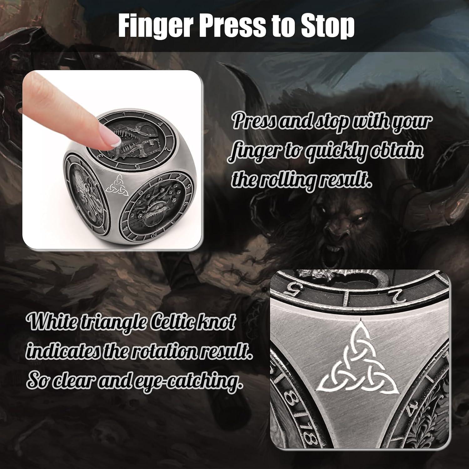 Dados Giratorios Wunhunew 7 en 1 Metal 3D Plata para RPG