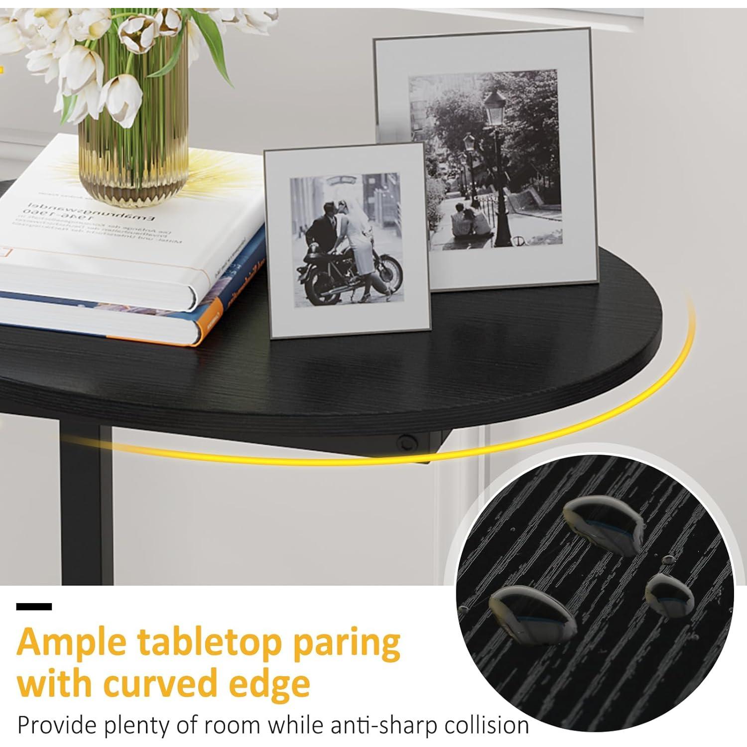 Mesa Lateral Ovalada Hosfais en Forma de C - 2 Pcs Negra