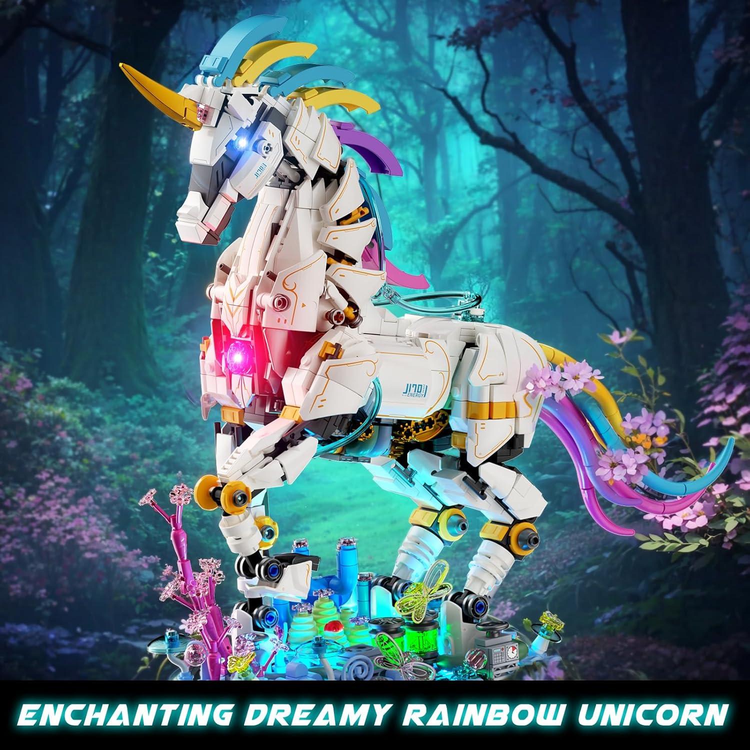 JMBricklayer Unicornio Arcoíris 1492 Piezas con Luz