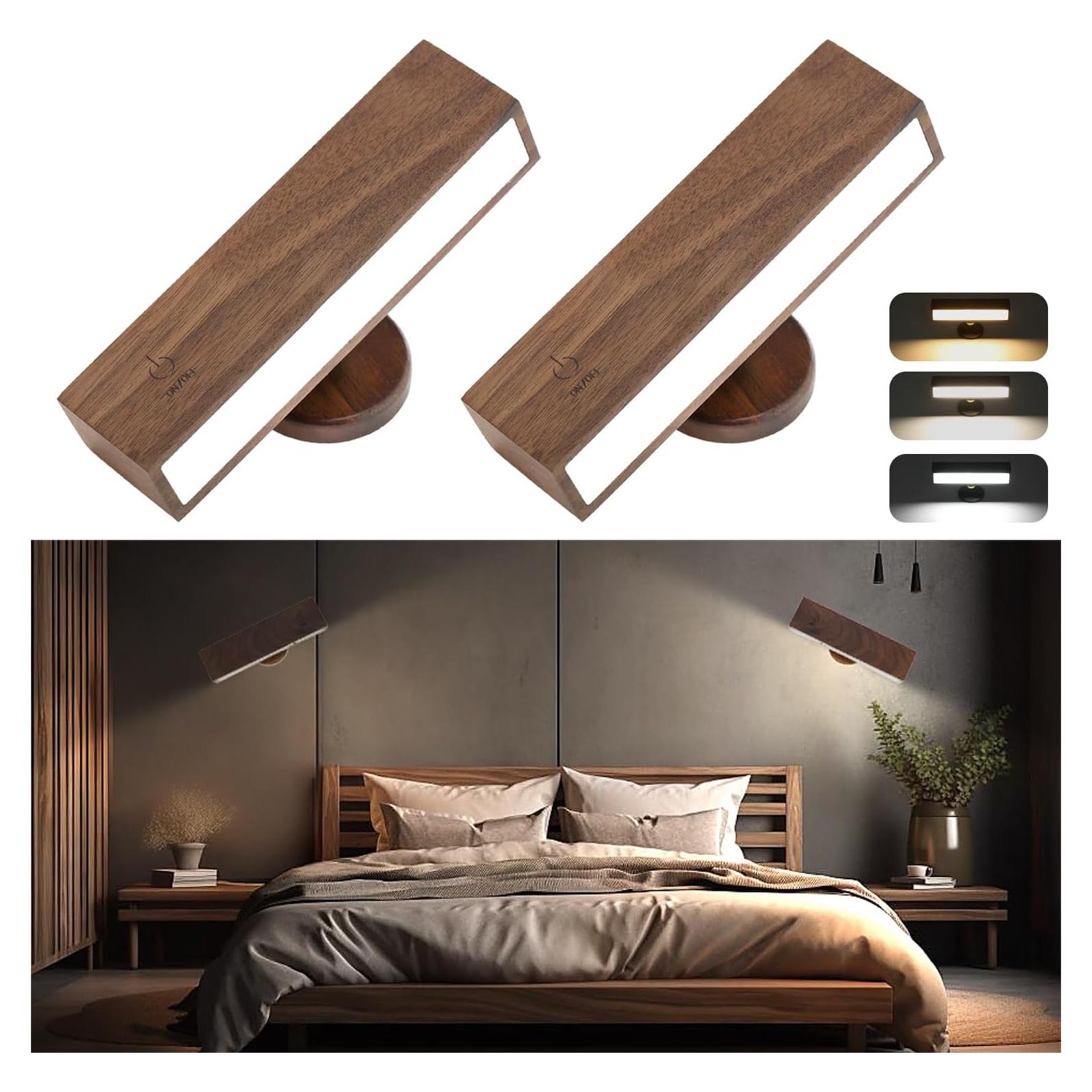 Apliques de Pared LED ROLiGHTiC, 2 Luces Inalámbricas Regulables