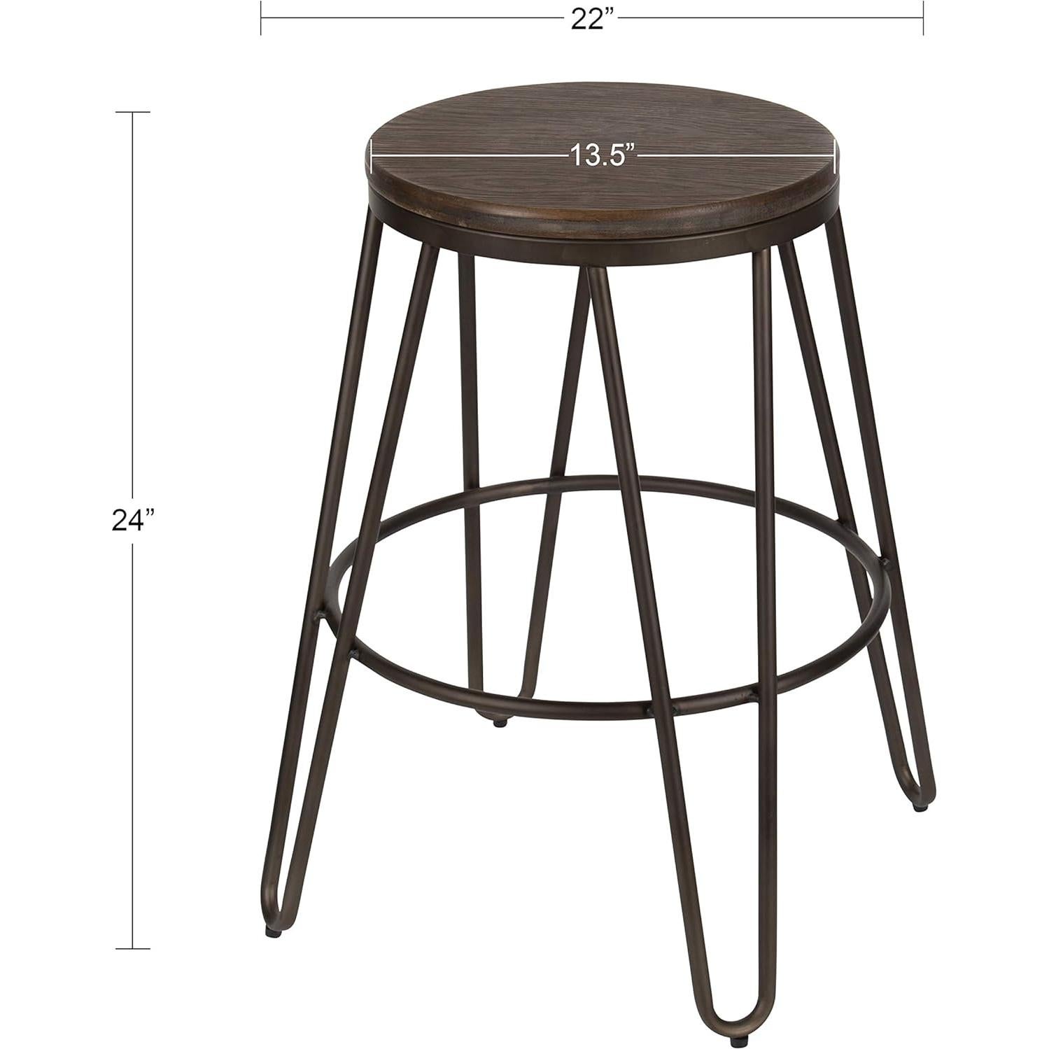 Taburetes de Bar Kate y Laurel Tully, Juego de 4, Gris, 61 cm