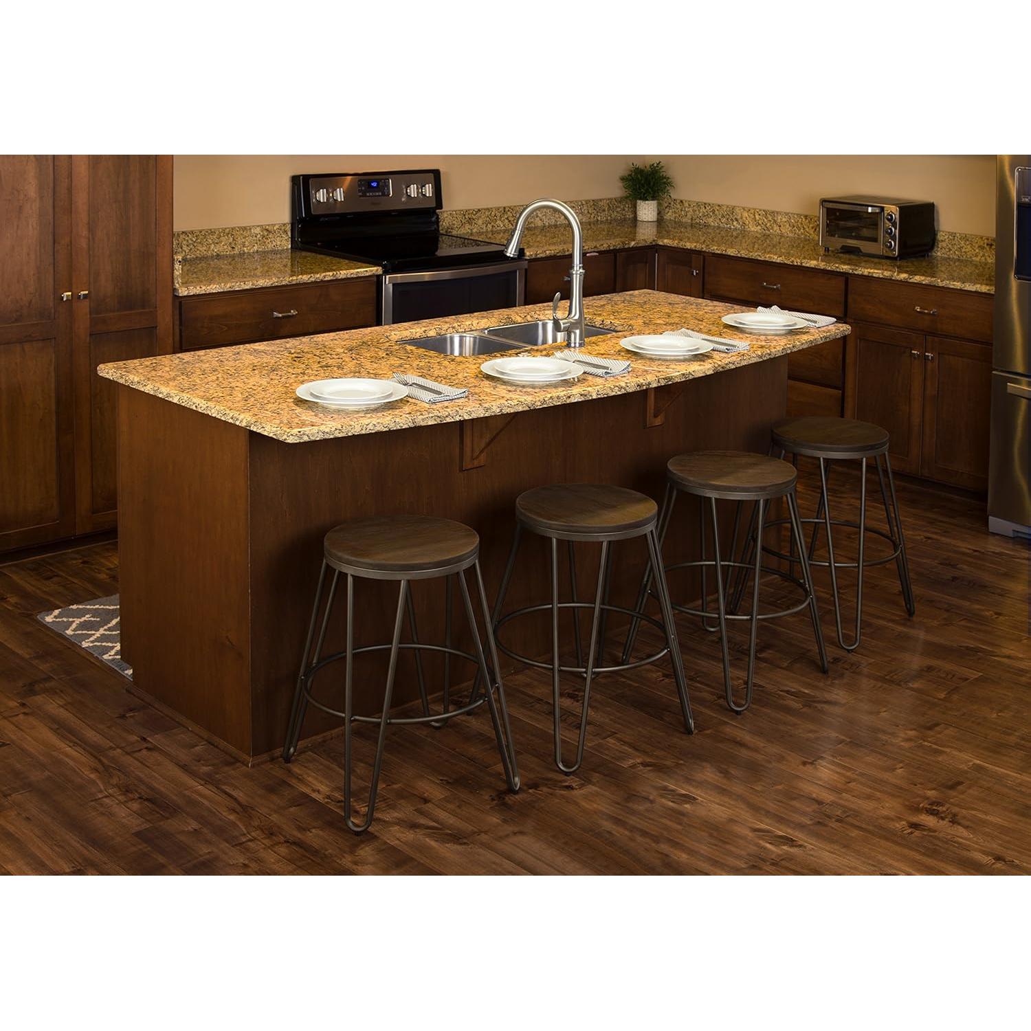 Taburetes de Bar Kate y Laurel Tully, Juego de 4, Gris, 61 cm