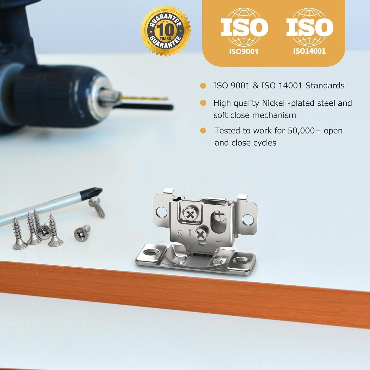 Bisagras de Gabinete FURNIWARE 10 Piezas Cierre Suave 1-1/4"