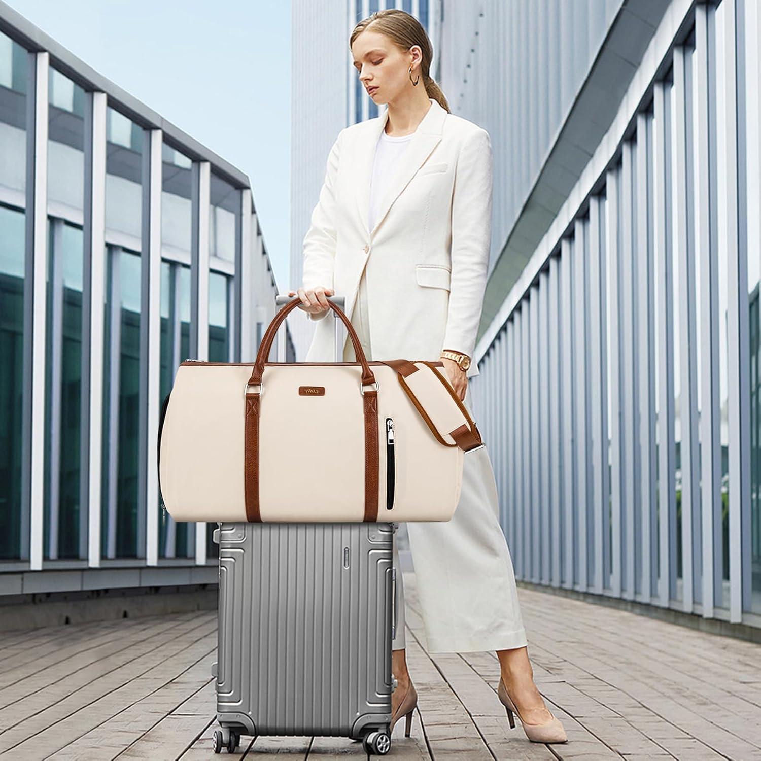 Bolsa Duffle de Prenda TIBES 2 en 1 - 53x28x31 cm - Blanco Roto