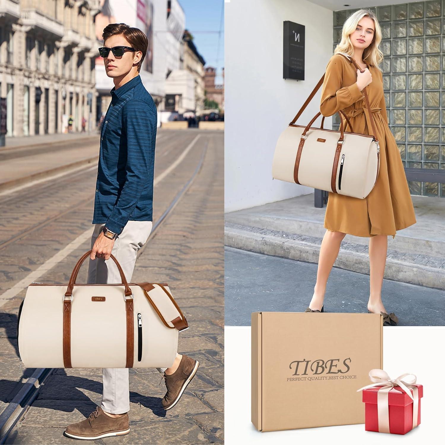 Bolsa Duffle de Prenda TIBES 2 en 1 - 53x28x31 cm - Blanco Roto