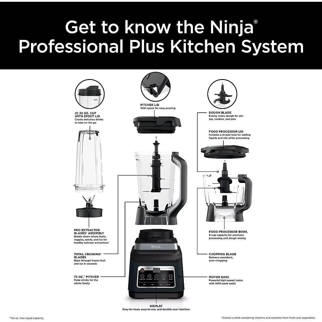 Sistema de Cocina Ninja Pro Plus 1400W 5 en 1 Negro