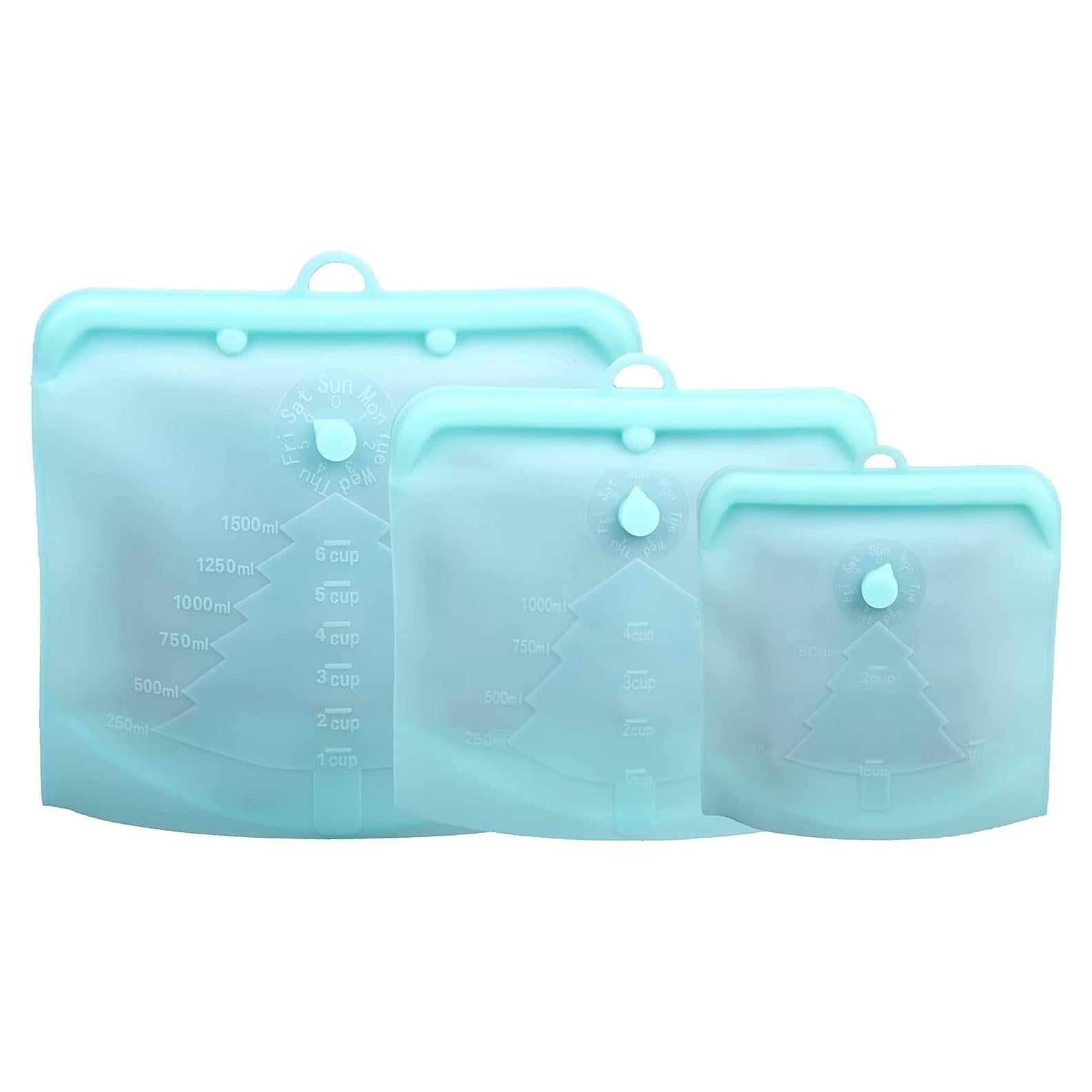 Bolsas de Silicona Reutilizables 3R - 3 Tamaños, A prueba de Fugas