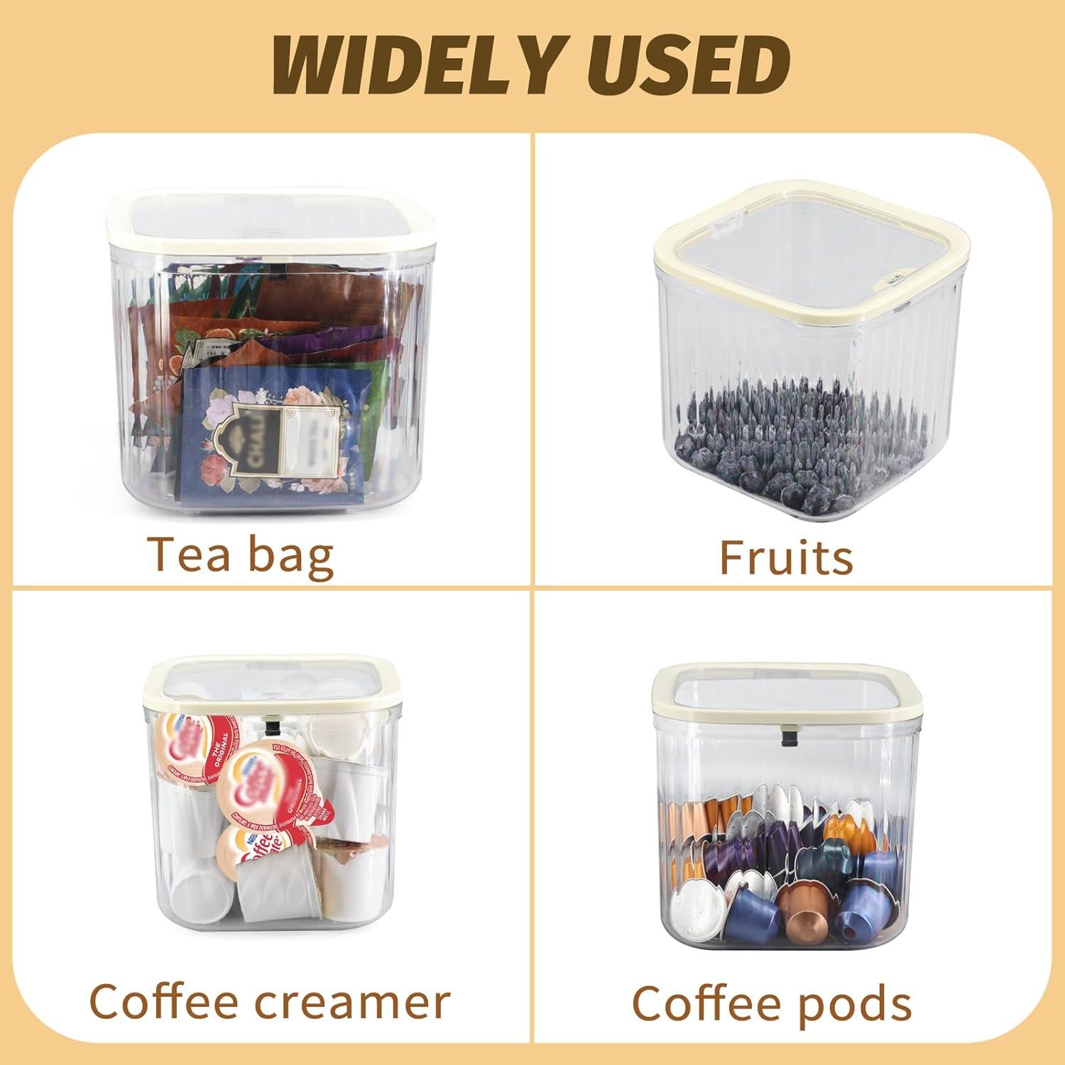 Coffee Pod Holder with Pop-Up Lid, Clear K Cup Organizer for Countertop, Portable Coffee Pod Storage for Creamer, Coffee Bar Organizer